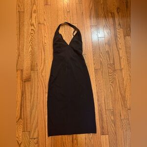 Roland Mouret Black Backless Halter Midi Dress